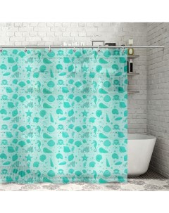 Штора для ванной комнаты Ракушки 180x180 см полиэтилен цвет зелёный Колорит