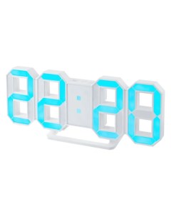 Часы будильник LUMINOUS белый корпус синяя подсветка PF_5203 Perfeo