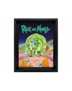 Плакат Рик и Морти 3D Постер Рик и Морти выходят из портала 25x20 см Pyramid