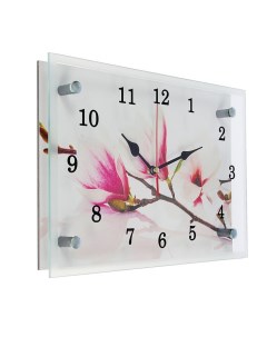 Часы настенные серия Цветы Бело сиреневые цветы 20х30 см Сюжет