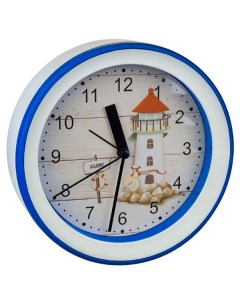 Часы Quartz будильник PF TC 009 круглые диам 15 3 см подвес на стену маяк Perfeo
