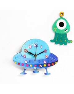 Часы настенные серия Детские НЛО дискретный ход 21 7 х 17 см Соломон