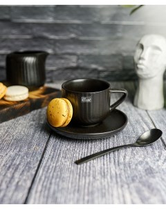 Чайная пара Dakota Black черная 200 мл керамика Cosy&trendy