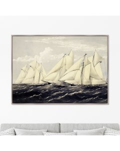 Репродукция картины на холсте Yachts on a summer cruise 1871г Размер картины 75х105см Картины в квартиру