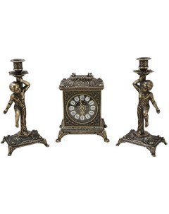 Часы Ларец каминные и 2 канделябра Амур на 1 свечу антик Высота 28 см Alberti livio