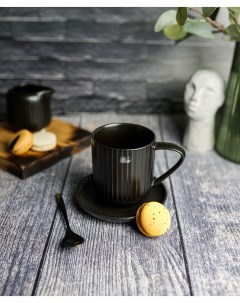 Чайная пара Dakota Black черная 400 мл керамика Cosy&trendy