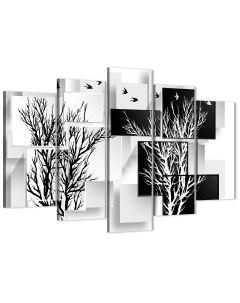 Модульная картина на натуральном холсте Черное и белое дерево 80х140 см МD0249 Добродаров