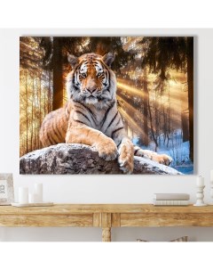 Картина на холсте на натуральном холсте Грациозный тигр 52х66 см К0234 Добродаров