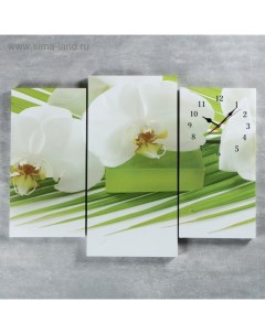 Часы настенные модульные Белые цветы 60 x 80 см Сюжет