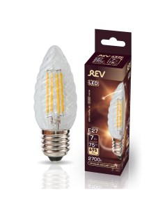 Лампа светодиодная FILAMENT свеча витая TC37 E27 7W 2700K DECO Premium теплый свет Rev