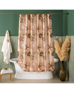 Занавеска штора Shell для ванной комнаты тканевая 180х180 см цвет розовый Verran