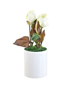 Искусственный цветок в горшке с подсветкой Белые цветы 42 см Ens