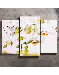 Часы настенные модульные Белые орхидеи над водой 60 x 80 см Сюжет