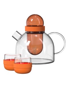 Заварочный чайник и две чашки BoogieWoogie Teapot with cups оранжевый Kisskissfish