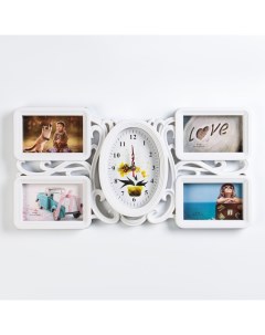 Часы настенные с фоторамками Цветок плавный ход часы d 15 х 21 см 52 х 26 х 3 см Nobrand