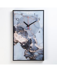 Часы картина настенные серия Кухня Черный мрамор 35 х 57 см Nobrand