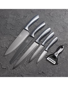 Набор кухонных ножей Гипноз 6 предметов цвет чёрный Nobrand