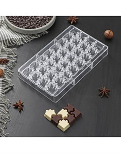 Форма для шоколада и конфет Пазлы 32 ячейки 20x12x2 5 см ячейка 2x2x0 8 см Nobrand