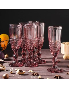 Набор бокалов для шампанского Ла Манш 160 мл 7x20 см 6 шт цвет розовый Magistro