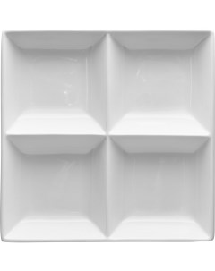 Менажница квадратная 4 деления 250х250х45мм фарфор белый Kunstwerk