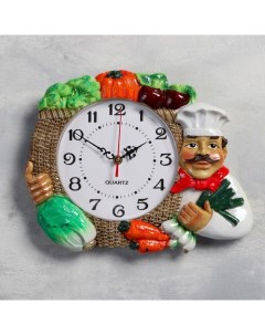 Часы настенные серия Кухня Овощи плавный ход d 17 см 27 х 34 см Nobrand