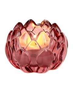 Подсвечник под чайную свечу бутон лотоса стекло розовый 8 см арт MV 10005 Goodwill