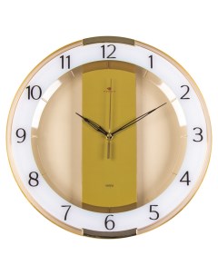 Часы настенные круг со вставками D 34 см корпус прозрачный коричневый Классика Рубин