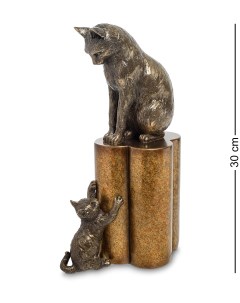 Статуэтка Кошка с котенком воспитание Veronese
