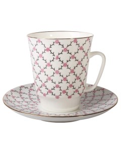 Чашка с блюдцем Майская Розовая сетка Императорский фарфоровый завод
