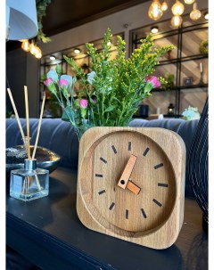 Настольные интерьерные деревянные часы Quadrat Прямоугольник Оранжевый Time plato’s