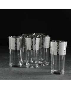 Набор стаканов Jungle 230 мл с гравировкой и напылением 6 шт цвет напыления серебряный Gidglass