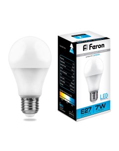Лампочка светодиодная LB 91 25446 230V 7W E27 A60 6400K упаковка 1шт Feron