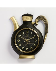 Часы настенные Кухня Чайник 26 5 х 24 см корпус черный с золотом Рубин