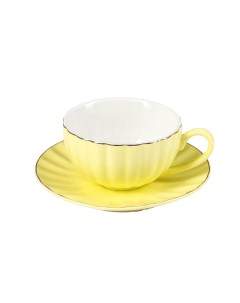Чайная пара Вивьен чашка 200 мл блюдце d 15 см жёлтый Доляна