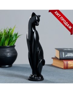 Фигура Кошка Грация чёрная 6х7х23см Хорошие сувениры