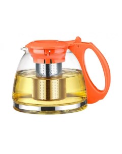 Чайник Годжи Оранжевый Стеклянный 1300Мл С Ситом Пластик Ручка Крышка Tima