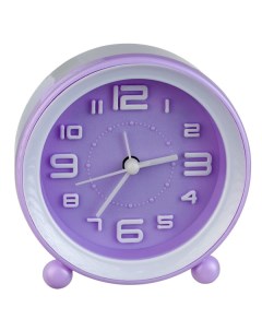 Часы Quartz часы будильник PF TC 007 круглые диам 10 5 см фиолетовые Perfeo