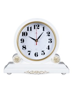 Часы настольные 30х26 см корпус белый с золотом Классика Рубин