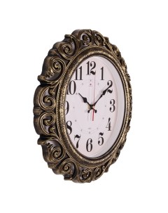 Часы круглые ажурные d 40 5 см корпус черный с золотом Классика Рубин