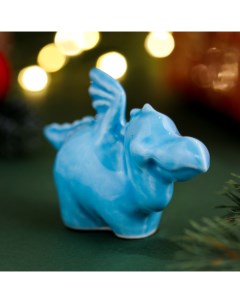Сувенир новогодний Дракон Джет 2024 интерьерный голубой фарфор 5 см Sima-land