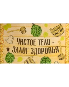 Коврик банный придверный с принтом Чистое тело залог здоровья Банная забава