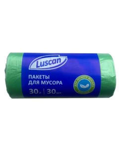 Мешки для мусора ПНД 30л 10мкм 30 шт рул зеленые 50x60см Luscan Nobrand