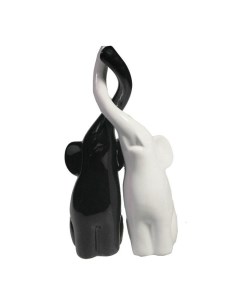 Фигура декоративная Пара слонов черный белый 16см Ремеко