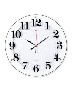 Часы настенные круглые 39 см корпус белый Классика с узором 4040 1243W Рубин