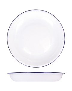 Тарелка глубокая эмалированная 500мл 215х215х33мм белый синий Prohotel
