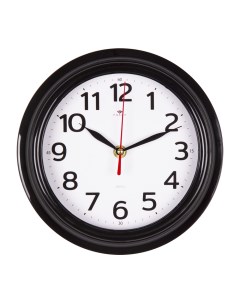 Часы круглые 21 см корпус черный Классика Рубин