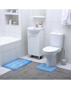 Набор ковриков для ванны и туалета Морские звезды 2 шт 40x45 45x75 Доляна