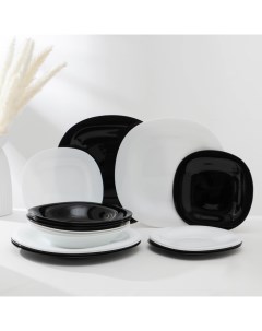 Сервиз столовый Carine White Black 18 предметов стеклокерамика Nobrand