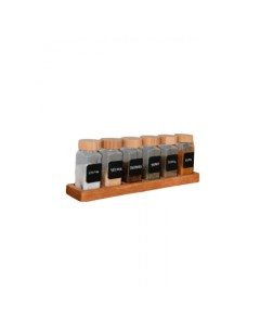 Набор банок для специй на деревянной подставке с аксессуарами 6 шт Артель petroff & co