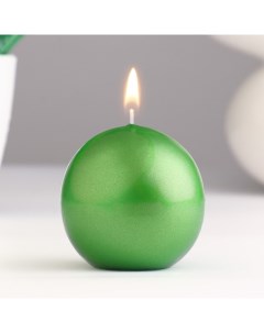 Свеча шар 5 5 см 9 ч 97 г зеленый блеск Омский свечной